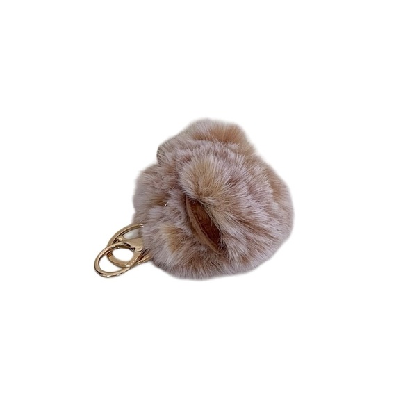 Fuzzy Brown Pom Pom Animal Keychain Accessory - Picture 5 of 14